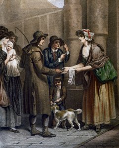 Verkoper van bladmuziek voor nieuwe liedjes, gravure door Francis Wheatley (1747-1801) uit Cries in London, Verenigd Koninkrijk door Francis Wheatley