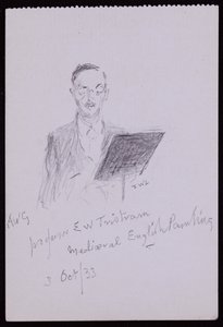 Portret van professor EW Tristram door Francis Wilfred Lawson