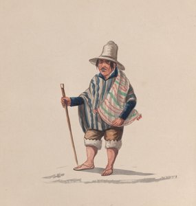 Een Peruaanse man, uit een groep tekeningen die Peruaanse kostuums uitbeelden, ca. 1848 door Francisco
