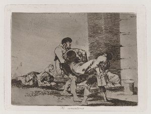 Naar de begraafplaats, Plaat 56 uit Los desastres de la guerra door Francisco de Goya