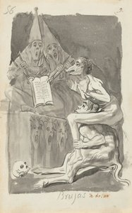 Brujas à volar (Heksen Bereiden zich voor om te Vliegen) (verso) door Francisco de Goya