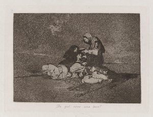Waarvoor dient een kopje?, Plaat 59 uit Los desastres de la guerra door Francisco de Goya