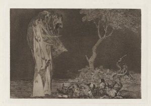 Disparate de miedo, ook bekend als Por temor no pierdas honor, uit de serie Los disparates door Francisco de Goya