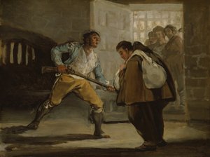 El Maragato Bedreigt Broeder Pedro de Zaldivia met Zijn Geweer, ca. 1806 door Francisco de Goya