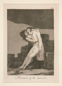 El amor y la muerte (Liefde en Dood), pl. 10 uit de serie Los caprichos door Francisco de Goya