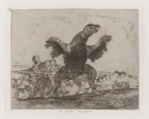 El buitre carnívoro (De Vleesetende Gier), Plaat 76 uit Los desastres de la guerra (De Rampen van de Oorlog) door Francisco de Goya