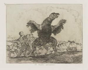 El buitre carnívoro. (De vleesetende gier.), pl. 76 uit de serie Los desastres de la guerra (De rampen van de oorlog) door Francisco de Goya