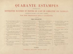 Verklarend blad, uit La tauromaquie (Derde Editie) door Francisco de Goya