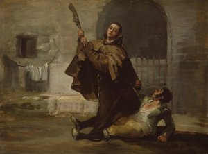 Broeder Pedro slaat El Maragato met de kolf van het geweer, ca. 1806 door Francisco de Goya