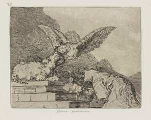 Gatesca pantomima. (Feline Pantomime.), pl. 73 uit de serie Los desastres de la guerra (De Rampen van de Oorlog) door Francisco de Goya