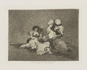 Las mugeres dan valor. (De Vrouwen Geven Moed.), pl. 4 uit de serie Los desastres de la guerra (De Rampen van de Oorlog) door Francisco de Goya