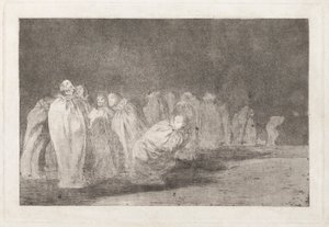 Los ensacados (De Mannen in Zakken), ook bekend als So el sayal, hay al (Er is iets onder het Zakkenkleed), uit de serie Los disparates (Los proverbios)
