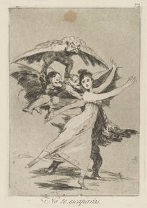 No te escaparás. (Je zult niet ontsnappen.), pl. 72 uit de serie Los caprichos door Francisco de Goya