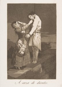 Plaat 12 uit Los Caprichos: Op jacht naar tanden A caza de dientes, 1799