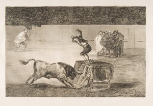 Plaat 19 van de Tauromaquia: Nog een waanzin van hem in dezelfde ring, 1816 door Francisco de Goya