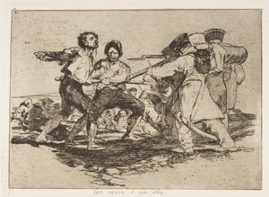 Plaat 2 uit De rampen van de oorlog: Rechts, 1810 gepubliceerd 1863 door Francisco de Goya