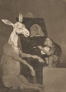 Plaat 41 uit Los Caprichos: Noch meer noch minder door Francisco de Goya