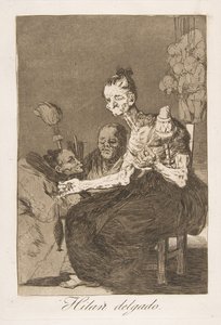 Ze spinnen fijn (Los Caprichos, plaat 44) door Francisco de Goya