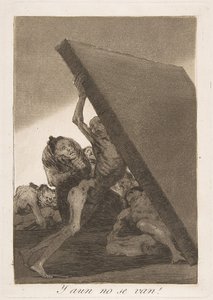 Plaat 59 uit Los Caprichos: En nog steeds gaan ze niet! Y aun no se van!, 1799 door Francisco de Goya