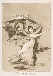 Plaat 72, uit Los Caprichos: Je zult niet ontsnappen No te escaparás., 1799 door Francisco de Goya
