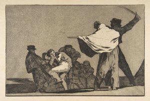 Plaat A uit de Disparates: Bekende dwaasheid, ca. 1816-23 gepubliceerd voor 1877 door Francisco de Goya