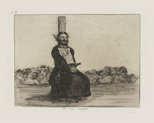 Por una navaja. (Vanwege een mes.), pl. 34 uit de serie Los desastres de la guerra (De rampen van de oorlog) door Francisco de Goya