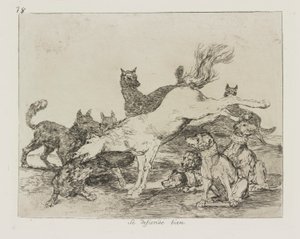 Se defiende bien. (Hij verdedigt zich goed.), pl. 78 uit de serie Los desastres de la guerra (De rampen van de oorlog)