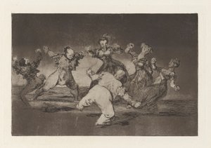 Als Marion wil dansen, dan moet ze de gevolgen dragen, uit de serie Los disparates (Los proverbios) door Francisco de Goya