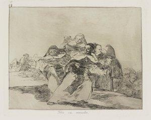Todo va revuelto. (Alles is in de War.), pl. 42 uit de serie Los desastres de la guerra (De Rampen van de Oorlog) door Francisco de Goya
