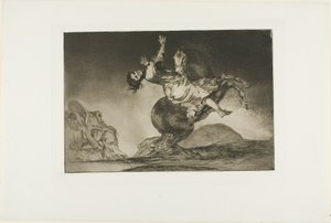 Een Vrouw en een Paard, Laat Iemand Anders Ze Beheersen, plaat tien uit Los Proverbios door Francisco Jose de Goya y Lucientes
