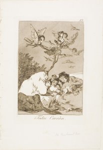 Allen zullen vallen, plaat 19 uit Los Caprichos door Francisco Jose de Goya y Lucientes