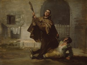 Broeder Pedro knuppelt El Maragato met de kolf van het geweer door Francisco Jose de Goya y Lucientes