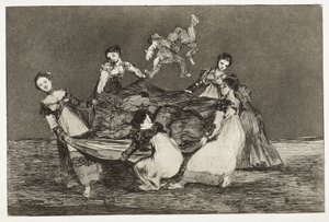 Spreekwoorden. Vrouwelijke raadsel. 1815-1824. Plaat 1 van "Spreekwoorden". door Francisco Jose de Goya y Lucientes