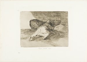 Hij haalt er iets uit, plaat 40 uit De rampen van de oorlog door Francisco Jose de Goya y Lucientes
