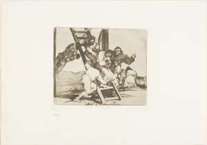Het is een moeilijke stap!, plaat 14 uit De oorlogsrampen door Francisco Jose de Goya y Lucientes