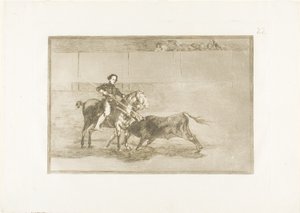 Manlijke moed van de beroemde Pajuelera in de arena van Zaragoza, plaat 22 uit De Kunst van het Stierenvechten door Francisco Jose de Goya y Lucientes