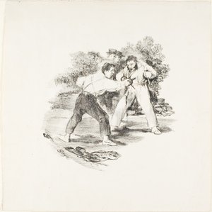 Modern duel door Francisco Jose de Goya y Lucientes