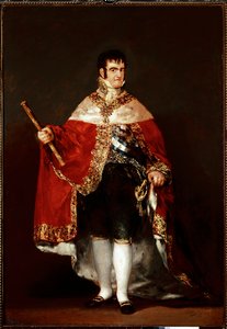 Portret van koning Ferdinand VII in koninklijk kostuum door Francisco de Goya