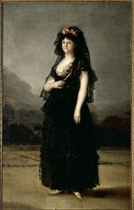 Portret van koningin Maria Luisa met een mantilla