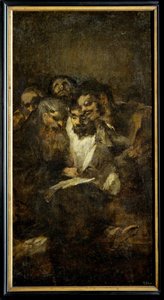 Reading, ook De politici ... (schilderij op doek) door Francisco Jose de Goya y Lucientes