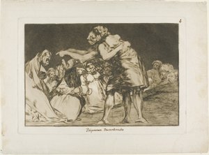 Zij die slecht getrouwd is, mist nooit een kans om het te zeggen, plaat zeven uit Los Proverbios door Francisco Jose de Goya y Lucientes