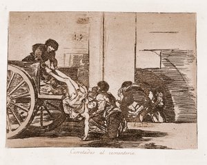 De rampen van de oorlog: Ladingen naar de begraafplaats door Francisco de Goya