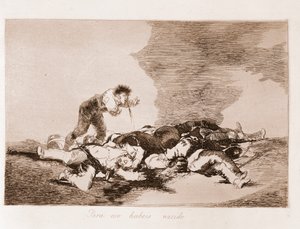De rampen van de oorlog: Daarom ben je geboren (ets van een voorbereidende tekening)