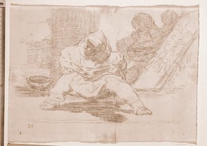 De rampen van de oorlog: Wat een waanzin! (voorbereidende tekening) door Francisco de Goya