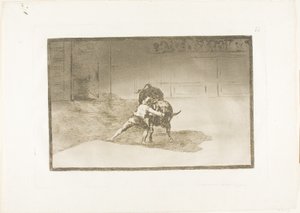 De beroemde Martincho plaatst de Banderillas, speelt de stier met de beweging van zijn lichaam, plaat 15 uit De kunst van het stierenvechten door Francisco Jose de Goya y Lucientes