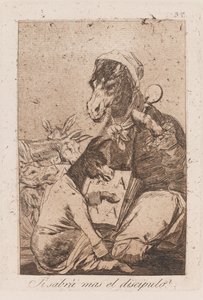 Zal de leerling meer weten dan de meester?, eind 18e-begin 19e eeuw (prent) door Francisco de Goya