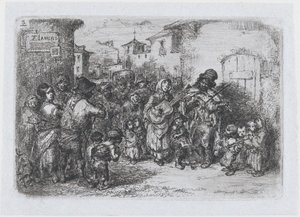 Plaat 3: een groep straatmuzikanten, uit de serie gebruiken en tijdverdrijf van de Spanjaarden ..., 1850 door Francisco Lameyer Berenguer