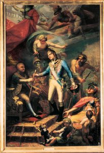 Karel IV van Spanje benoemt Manuel Godoy tot admiraal van de marine door Francisco Llacer y Valdermont