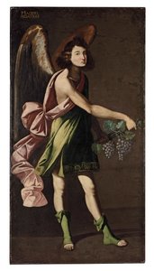 Een Allegorie van de Eucharistie: Een Engel met druiven