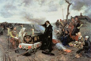 Johanna de Waanzinnige (1479-1555) begeleidt de kist van Filips de Schone (1478-1506) naar de Cartuja de Miraflores in Granada, 1877